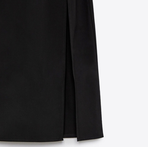 NWT Zara Cross Strap Black Sheath Midi Dress - Picture 5 of 13